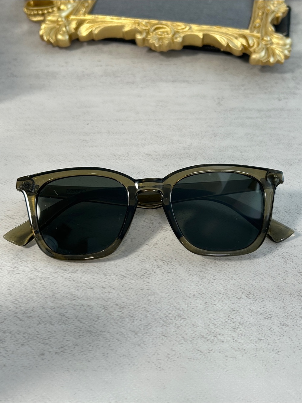 J. Crew Black Greenish Gray Wayfarer Sunglasses